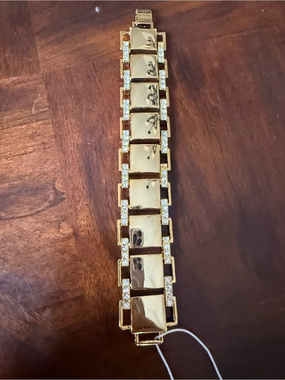 Ann Taylor Gold Toned Link Bracelet with Crystal Accents